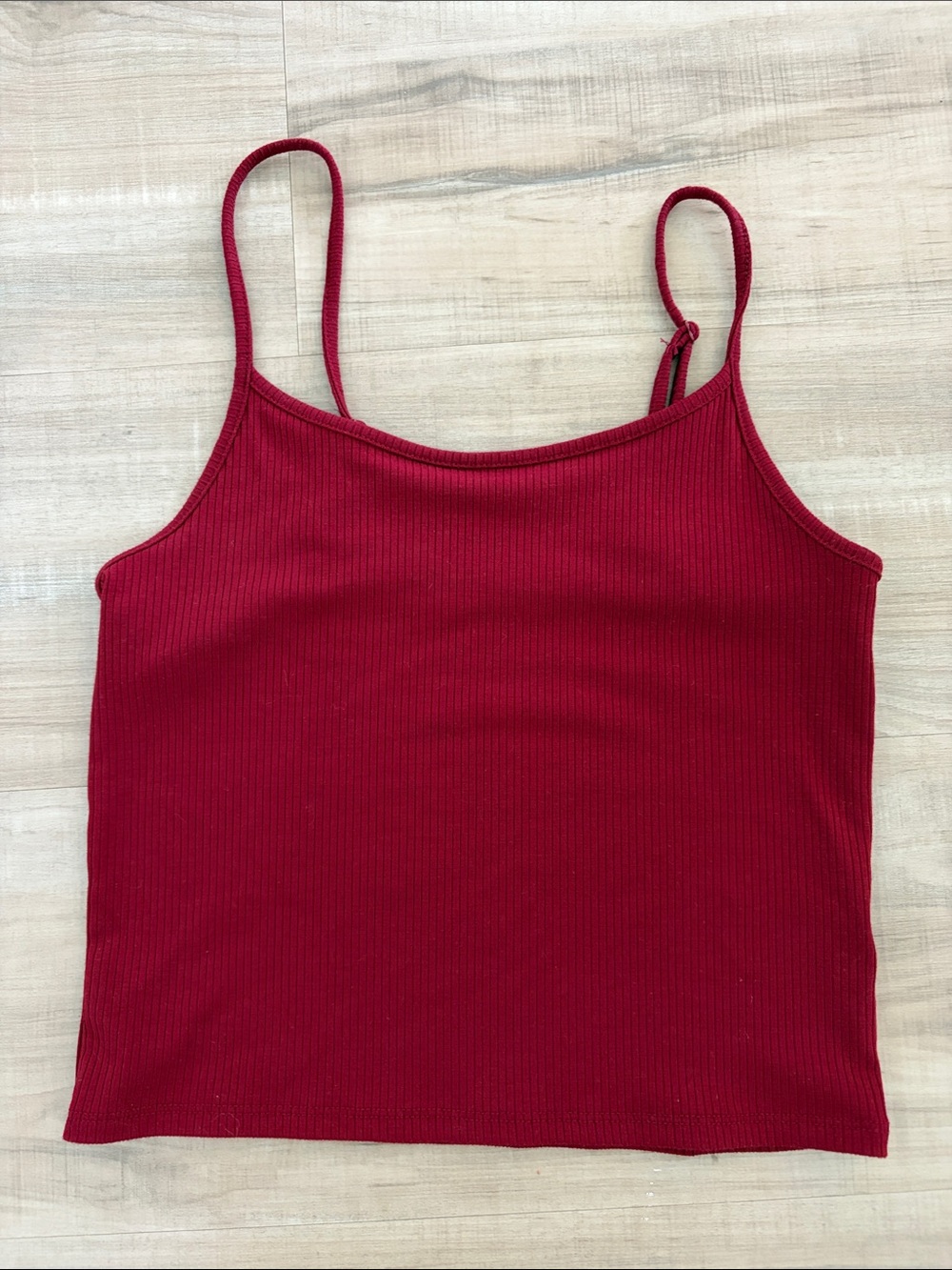 American Eagle Outfitters Ribbed Spaghetti Strap Tank - Burgundy Red